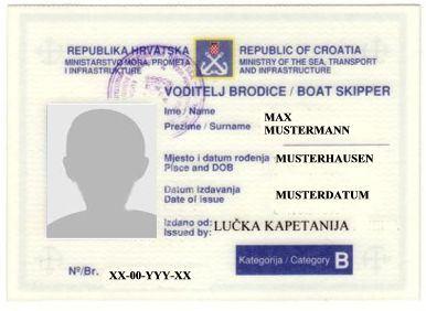 Kroatisches Küstenpatent Boat Skipper B