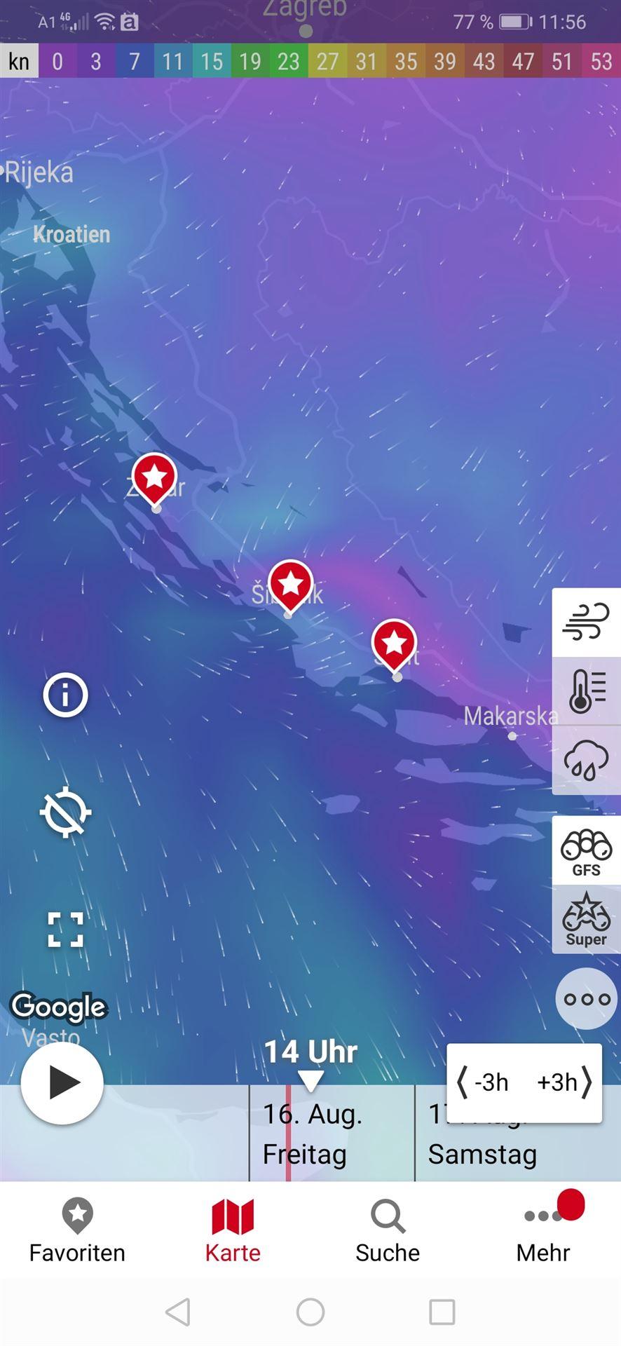 APP Windfinder für Bootsfahrer Windfinder