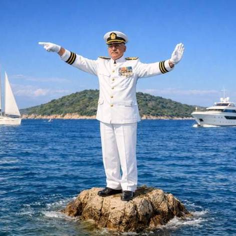 Foto Admiral bei der Wegerechtsregelung