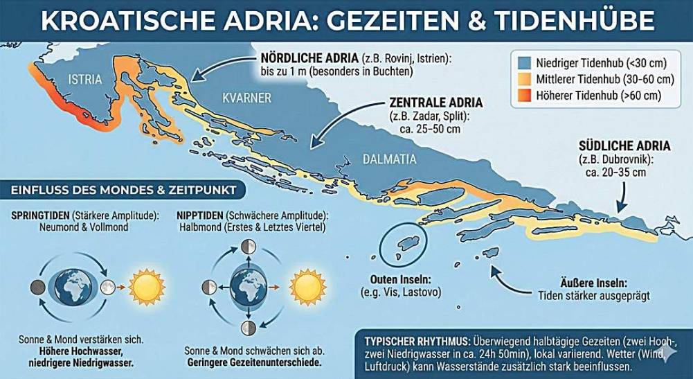 Gezeiten an der kroatischen Adria